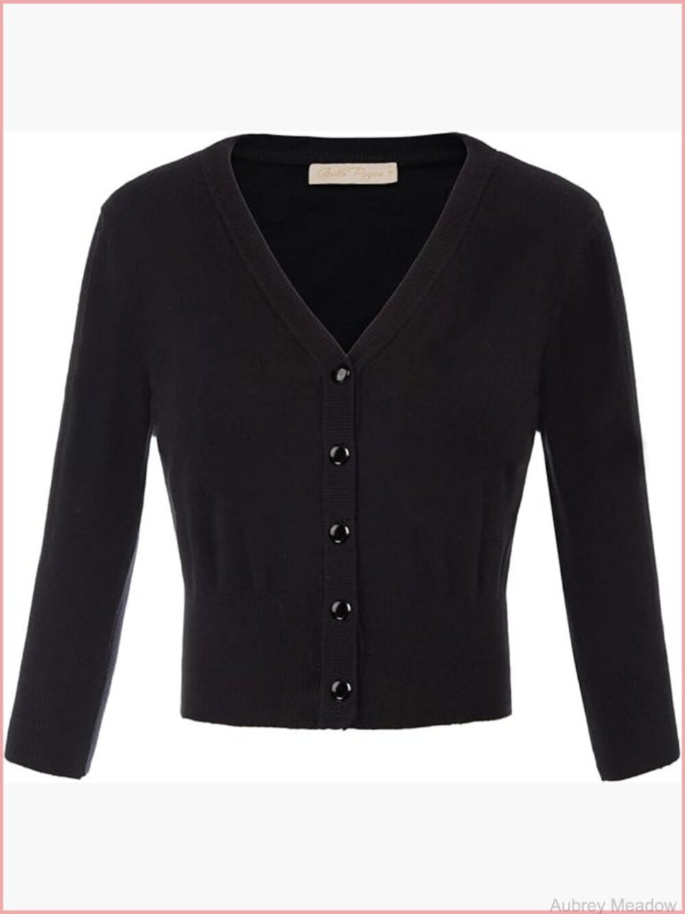 Cropped Cardigan Shrug 3/4 Sleeve Button Down Knit Sweater V-Neck
